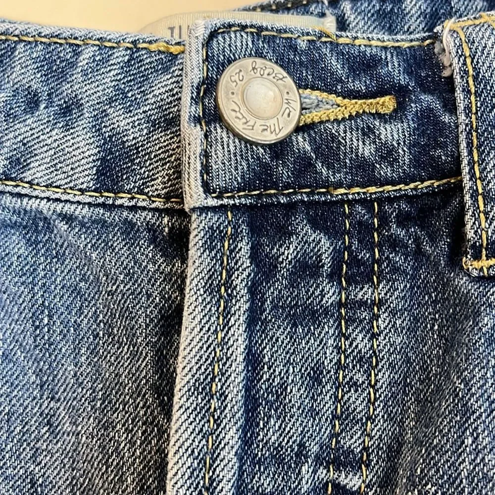 WE THE FREE PEOPLE Distressed A-Line Blue Denim Mini Skirt 28
